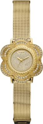 GUESS W0139L2 gold-toned flower stainless steel watch