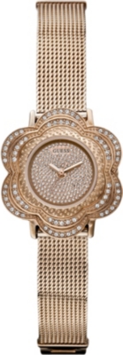 GUESS W0139L3 rose gold-toned flower stainless steel watch