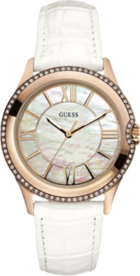 GUESS W10267L1 stainless steel and leather watch