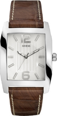 GUESS W70023G2 stainless steel and leather watch