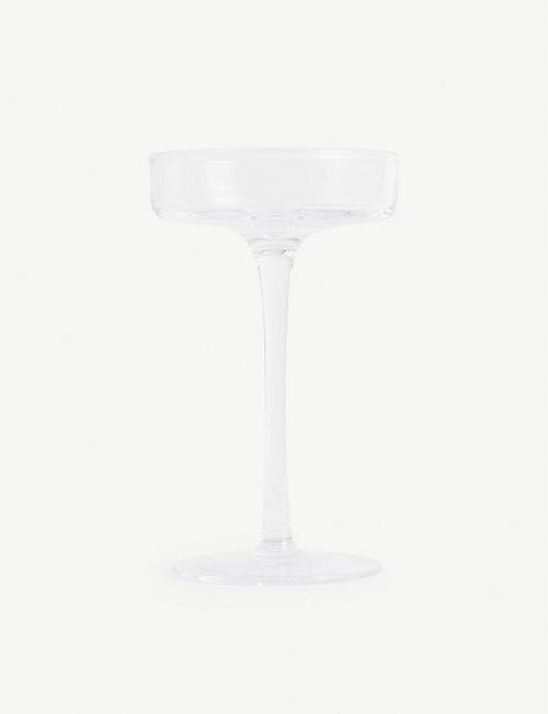 THE WHITE COMPANY: Small mouth-blown crystal glass pillar candle holder 25cm