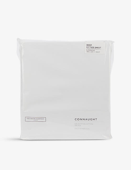 THE WHITE COMPANY: Connaught double cotton and silk-blend deep fitted sheet