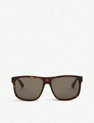GUCCI: Gg0010 rectangle-frame sunglasses