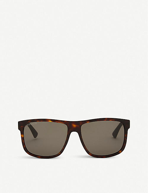 GUCCI: Gg0010 rectangle-frame sunglasses