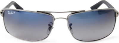 RAY-BAN Metal-rimmed polarized D-frame sunglasses