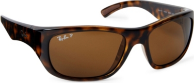 RAY-BAN Tortoiseshell polarized D-frame sunglasses