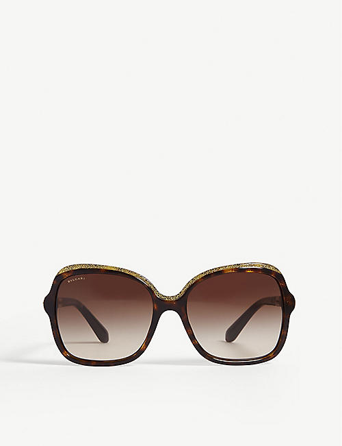 BVLGARI: BV8181B havana square-frame sunglasses