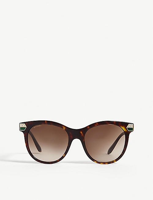 BVLGARI: BV8185B havana round-frame sunglasses