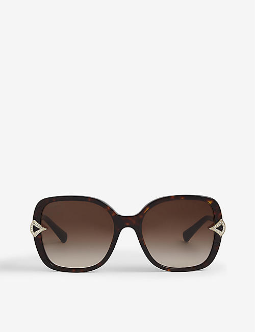 BVLGARI: BV8217 square-frame Havana sunglasses