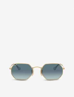 RAY-BAN: RB3556 metal and glass octagonal-frame sunglasses