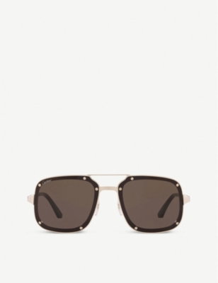 CARTIER: CT0194S Santos de Cartier metal acetate rectangle-frame sunglasses