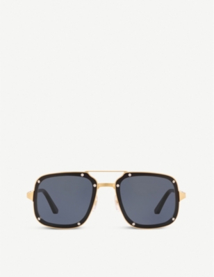 CARTIER: CT0194S Santos de Cartier metal acetate rectangle-frame sunglasses