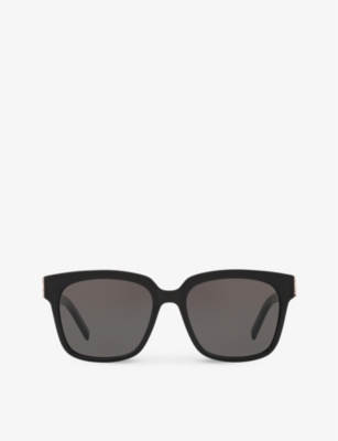 SAINT LAURENT: SL M40 shiny acetate and nylon rectangle-frame sunglasses
