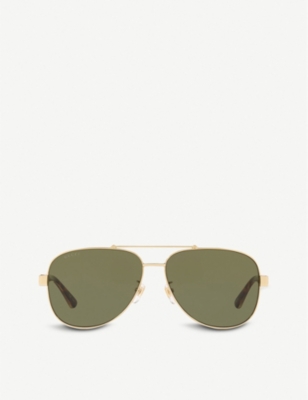 GUCCI: GG0528S 63 metal and acetate aviator sunglasses