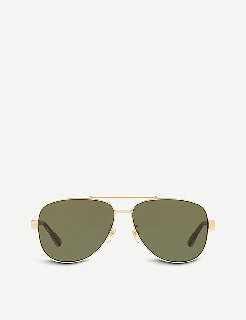 GUCCI: GG0528S 63 metal and acetate aviator sunglasses