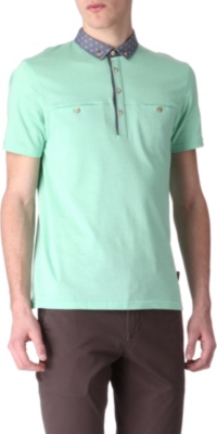 TED BAKER Rapravn textured contrast-collar polo shirt