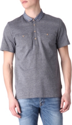 TED BAKER Rapravn textured contrast-collar polo shirt