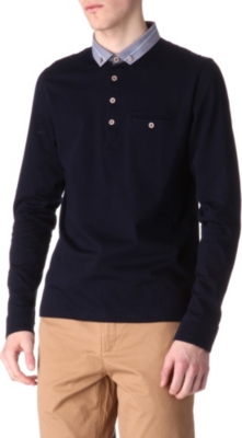 TED BAKER Longbor woven collar polo shirt
