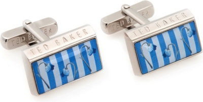 TED BAKER Striflo floral stripe cufflinks