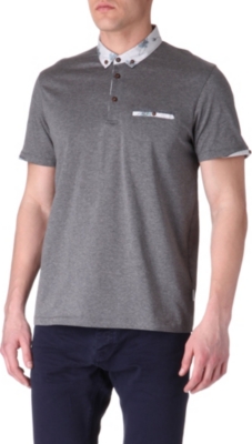 TED BAKER Floral-collar polo shirt