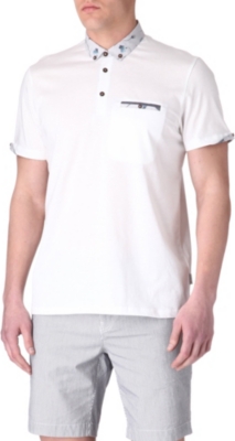 TED BAKER Floral-collar polo shirt