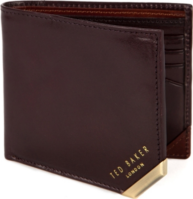 TED BAKER Korning bi-fold metal corner leather wallet