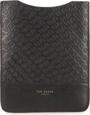 TED BAKER Black Cab embossed-leather tablet case