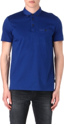 TED BAKER Grainny grosgrain-collar polo shirt
