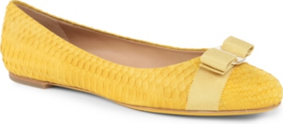 FERRAGAMO Varina embossed suede pumps