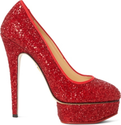 CHARLOTTE OLYMPIA Priscila glitter-embellished platform courts