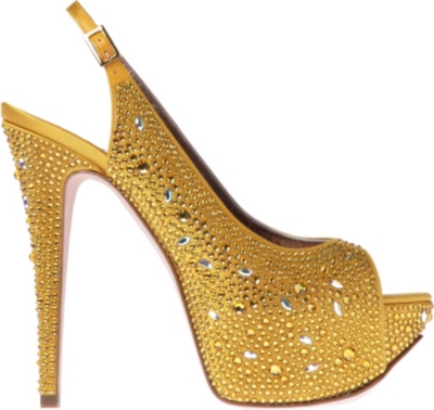 GINA Sion Swarovski-embellished satin platform sandals