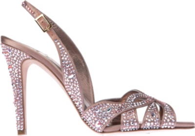 GINA Quincey Swarovski-embellished satin sandals