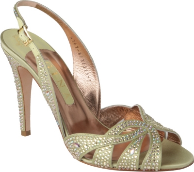 GINA Quincey Swarovski satin slingback sandals
