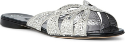 GINA Sabrina Swarovski-embellished leather sandals