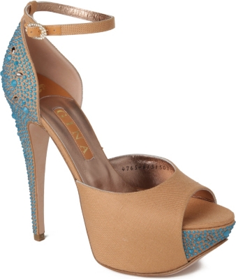 GINA Destiny satin and canvas platform sandals