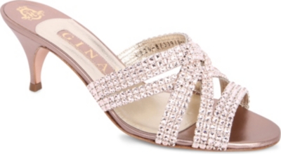 GINA Magnum Swarovski-embellished mid-heel sandals