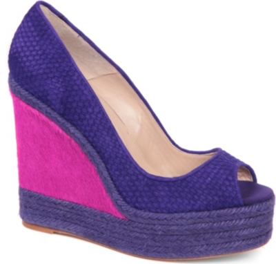 BRIAN ATWOOD Cailey ponyskin and raffia wedge sandals