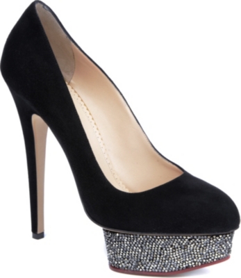 CHARLOTTE OLYMPIA Dolly Swarovski suede courts