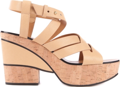 CHLOE Victoria leather and cork platform sandals