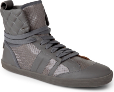 CHLOE Michelle leather and snakeskin high-top trainers