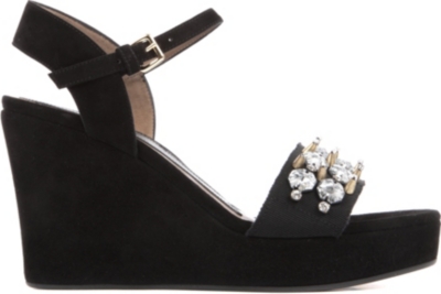 MARNI Upcerne embellished suede wedge sandals