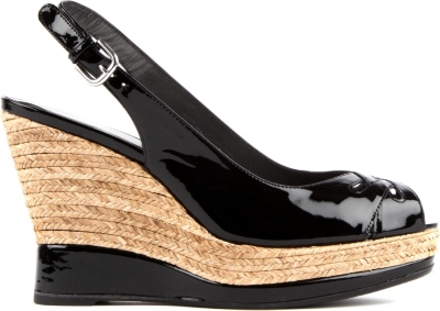 STUART WEITZMAN Patent leather platform wedge sandals