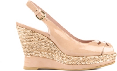 STUART WEITZMAN Patent leather platform wedge sandals