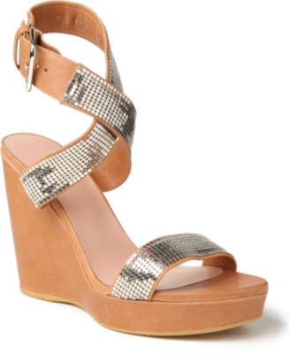 STUART WEITZMAN Metalmania leather wedge sandals