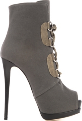 GIUSEPPE ZANOTTI Lace canvas ankle boots