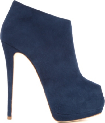 GIUSEPPE ZANOTTI Peep toe suede shoe boots