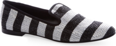 GIUSEPPE ZANOTTI Jewelled striped loafers