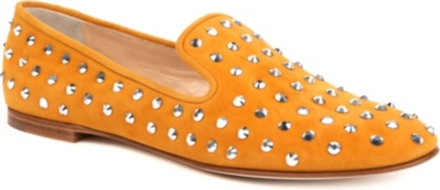 GIUSEPPE ZANOTTI Crystal embellished suede loafers