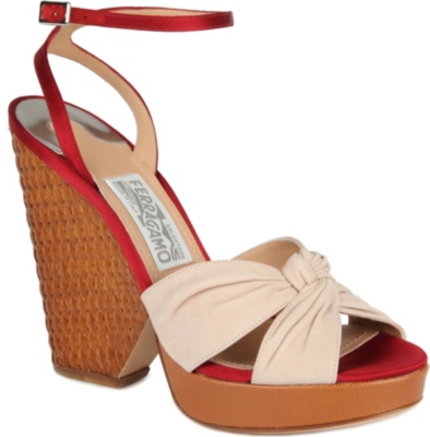 FERRAGAMO Suna suede wedge sandals