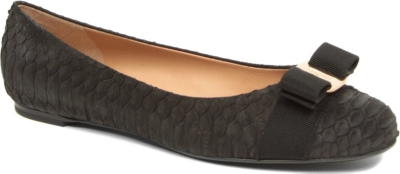 FERRAGAMO Varina embossed suede pumps